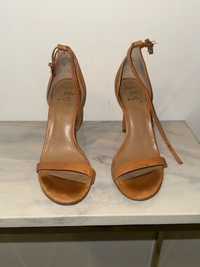 Banana Republic Cognac Leather Ankle-Strap Heels